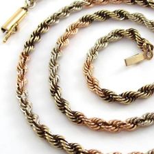 Tri Color Gold Necklace 14k